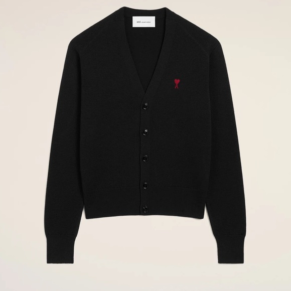 AMI 100% Merino Cardigan Men XS Color Black